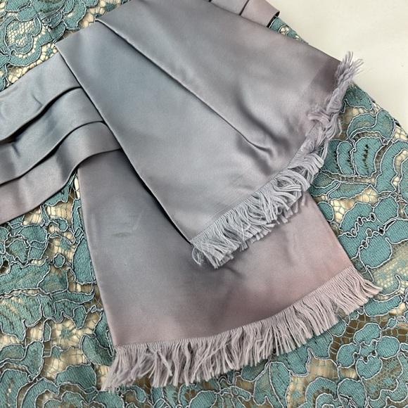 Vintage Handmade Galloon Lace Overlay Midi Dress in Slate Blue with Cream Lining - Picture 11 of 12